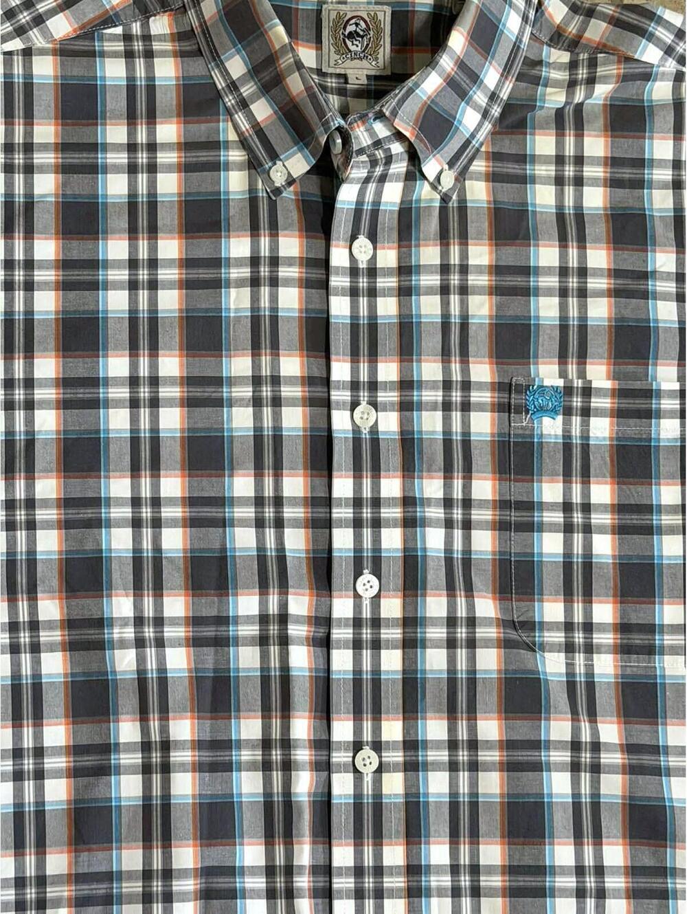 Cinch Men's Classic Fit Plaid Button-Down Shirt With Embroidered Logo Size Large